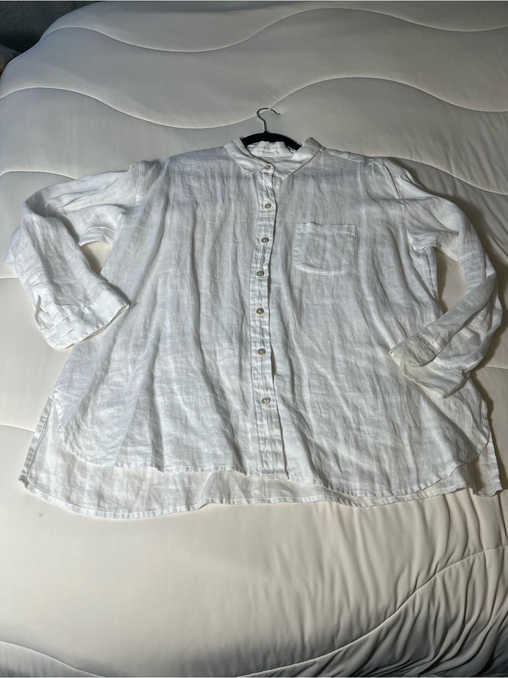 J. Jill White Linen Button-Down Shirt